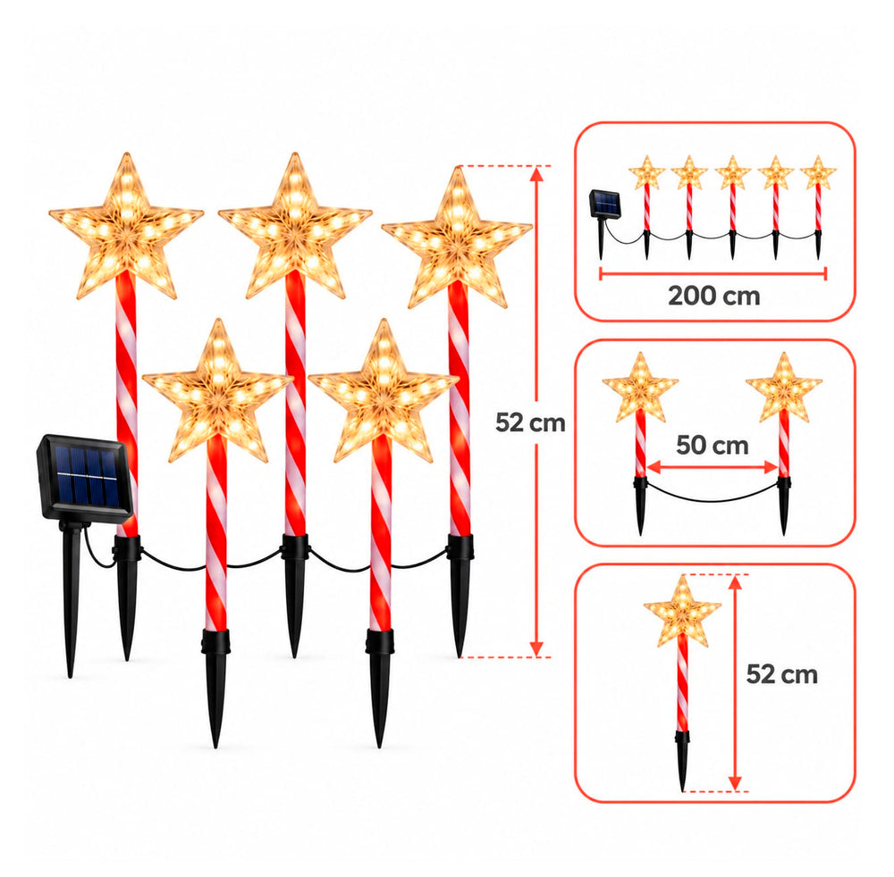 Bastones Estrellas Navideñas Solar - USB